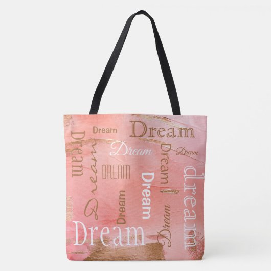 Dream Gold Rosen Blush Typografie Script Wasserfar Tasche (Vorderseite)