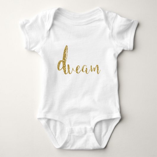 "Dream" Gold Typografie Baby Girl Stilvolle Elegan Baby Strampler (Vorderseite)