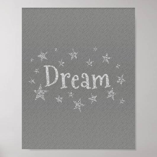 Dream Grau mit Silver Glitzer Poster (Vorne)