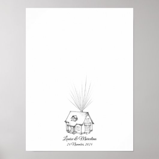 Dream House Fingerprint Wedding Gästebuch (Vorne)