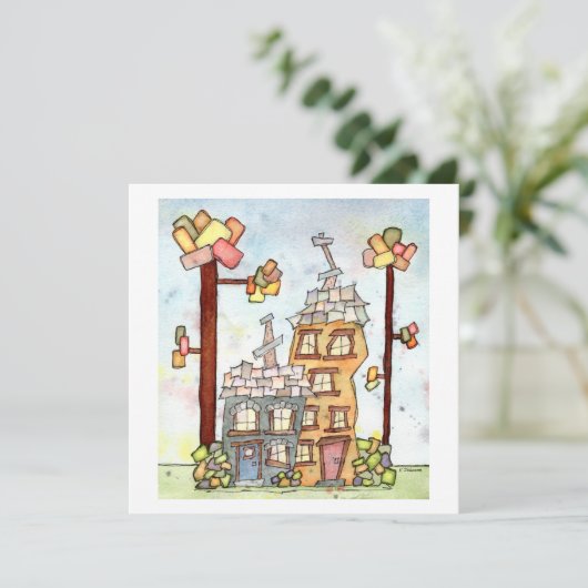 Dream House Watercolor Grußkarte Karte (Stehend Vorderseite)