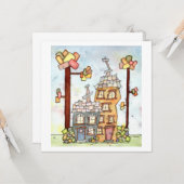 Dream House Watercolor Grußkarte Karte (Vorderseite/Rückseite Beispiel)