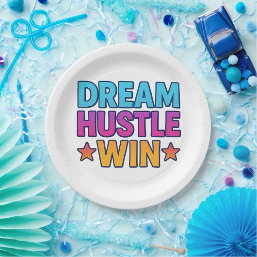 DREAM HUSTLE GEWINNEN Motivierend Papierplatte Pappteller (Party)