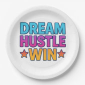 DREAM HUSTLE GEWINNEN Motivierend Papierplatte Pappteller (Vorderseite)