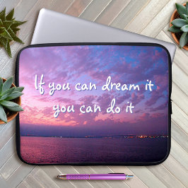 Dream It Do It Zitat Lila Ozean Sonnenuntergang Fo Laptopschutzhülle