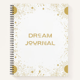 Dream Journal - Gold und Weiße Sonne und Sterne Notizblock