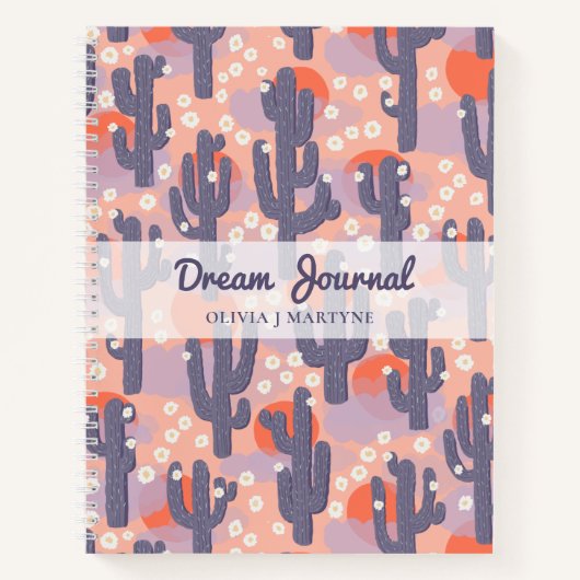 Dream Journal Modern Cactus Personalisiert Notizblock (Vorderseite)