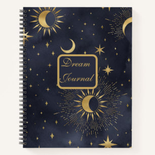 Dream Journal - Moderne Himmelssonne und Mond Notizblock