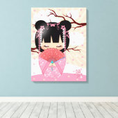 Dream Kokeshi Doll 18" x 24" Wrapped Canvas Leinwanddruck (Insitu (Holzboden))