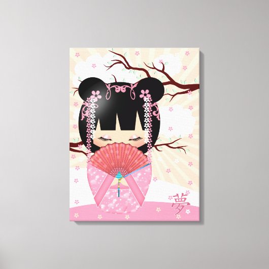 Dream Kokeshi Doll 18" x 24" Wrapped Canvas Leinwanddruck (Vorderseite)