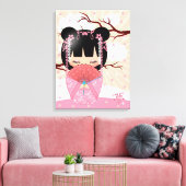 Dream Kokeshi Doll 18" x 24" Wrapped Canvas Leinwanddruck (Insitu (Wohnzimmer))