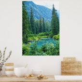 Dream Lake Alaska, USA & Forested Mountains Foto Poster (Küche)