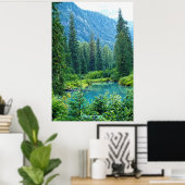 Dream Lake Alaska, USA & Forested Mountains Foto Poster (Heimbüro)