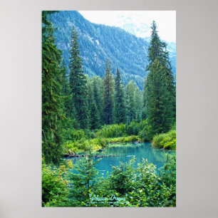 Dream Lake Alaska, USA & Forested Mountains Foto Poster