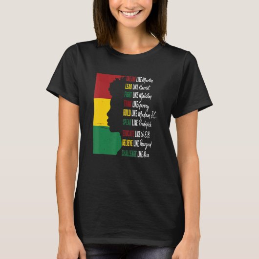 Dream Lead Fight Think Write Build Speak Educate B T-Shirt (Vorderseite)