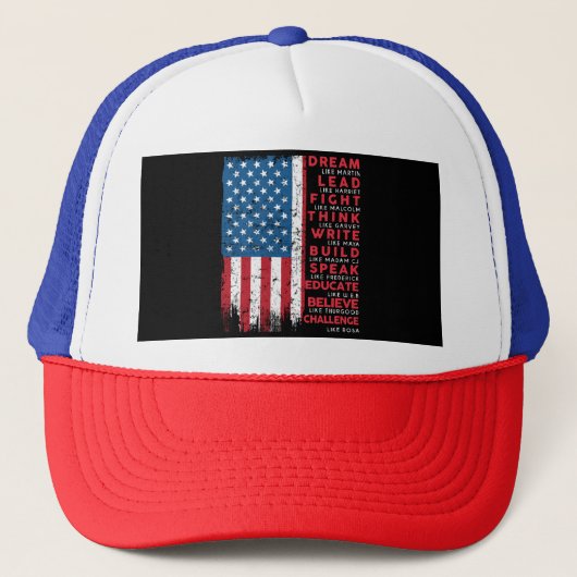 Dream Like Martin Vintag USA Flag Geschenk Truckerkappe (Vorderseite)