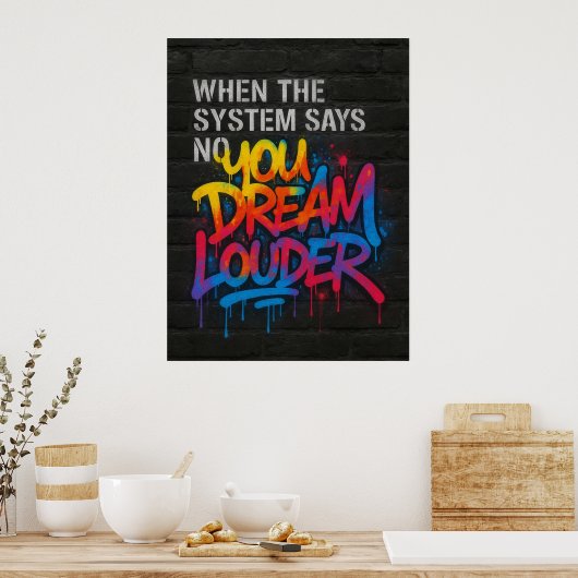 Dream Louder, Graffiti Style Motivation Poster (Küche)