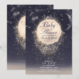 Dream Moon Magic Cosmic Glitzern Baby Dusche Einladung