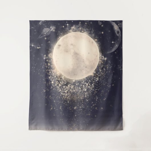 Dream Moon Magie Kosmische Glitzern Wandteppich (Vorderseite)