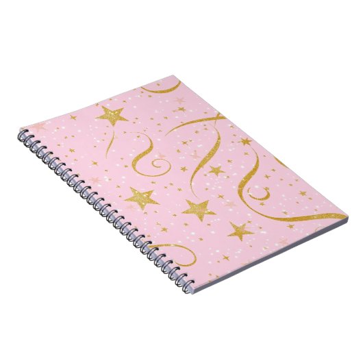 Dream Notes - Pink & Gold Star Notebook Notizblock (Rechte Seite)