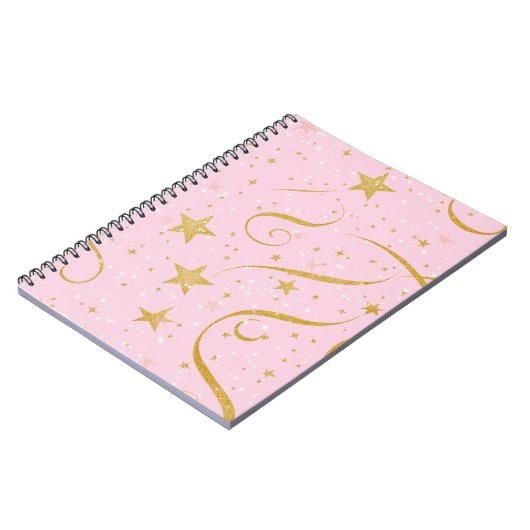 Dream Notes - Pink & Gold Star Notebook Notizblock (Linke Seite)