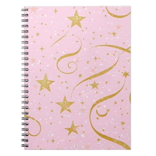 Dream Notes - Pink & Gold Star Notebook Notizblock (Vorderseite)
