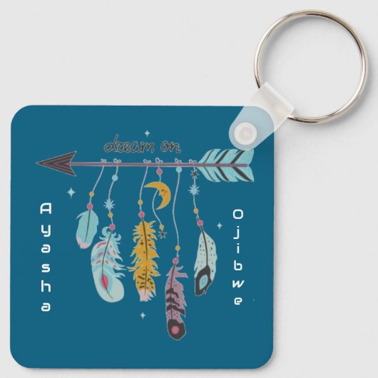Dream On Boho Tribal Native Custom Tribe/Name Schlüsselanhänger (Rückseite)