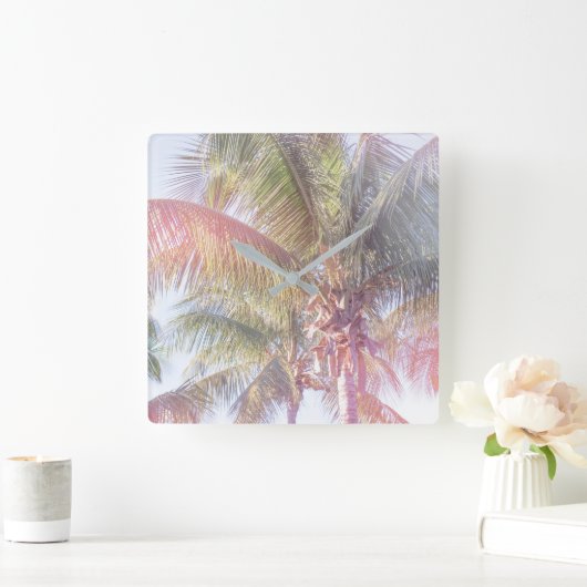 Dream Palm Tree Quadratische Wanduhr (Zuhause)