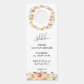 Dream Peach floral Wedding Gast nicht stören Türanhänger (Vorderseite)