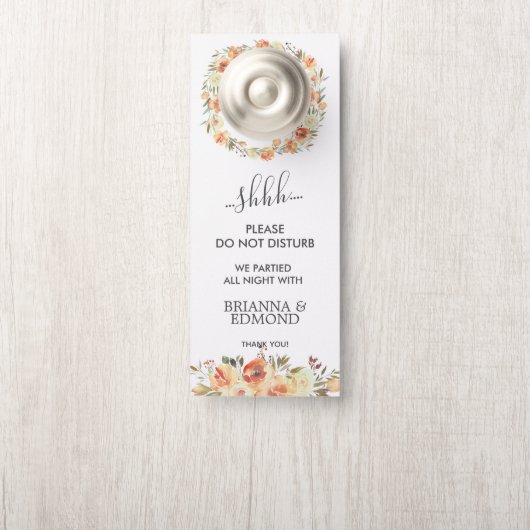 Dream Peach floral Wedding Gast nicht stören Türanhänger (Auf Knauf)