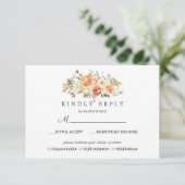 Dream Peach | Floral Wedding RSVP MEAL Option Karte (Stehend Vorderseite)