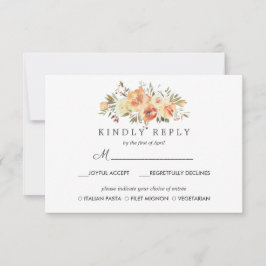 Dream Peach | Floral Wedding RSVP MEAL Option Karte