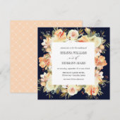 Dream Peach & Navy | Spring Floral Diamond Wedding Einladung (Vorne/Hinten)