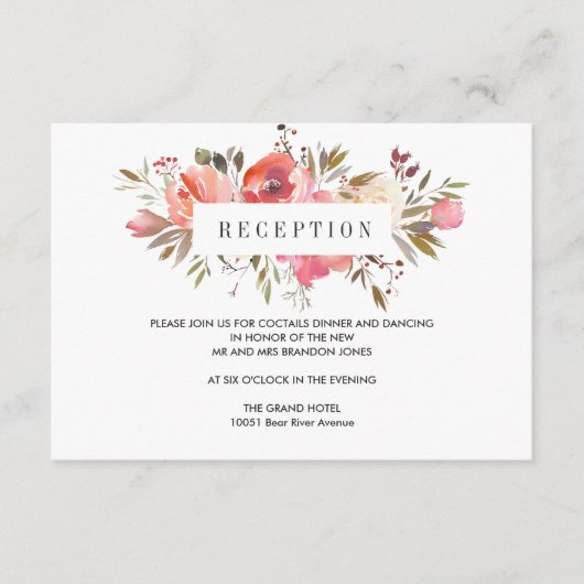 Dream Pink | Floral WEDD Empfang Begleitkarte (Vorderseite)