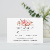 Dream Pink | Floral Wedding RSVP MEAL Option (Stehend Vorderseite)