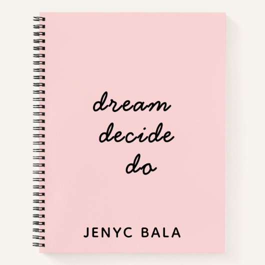 Dream Plan Do Rosé Schrift Design Notizblock (Vorderseite)