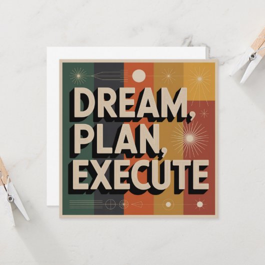 Dream, Plan, Execute Karte (Vorderseite/Rückseite Beispiel)