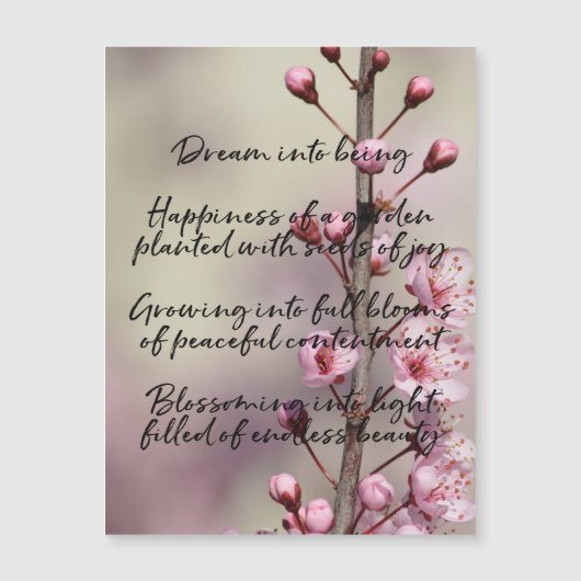 Dream Poem Cherry Blossom Blume Magnetkarte (Vorderseite)