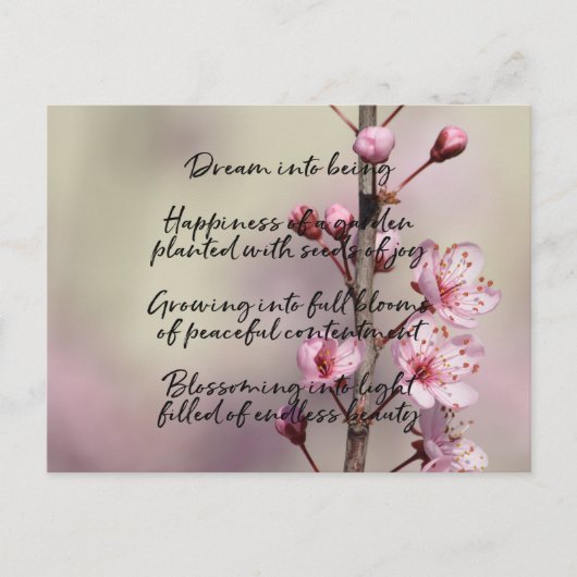 Dream Poem Cherry Blossom Blume Postkarte (Vorderseite)