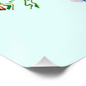 "Dream" Red Blue Green Burgundy Mandala auf Aqua Poster (Ecke)