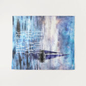 Dream Sail Inspiration Ozean Blue Sunset Wandteppich (Vorderseite (Horizontal))