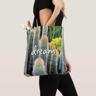 Dream Script Fuzzy Green Cacti Sukkulentes Foto Tasche