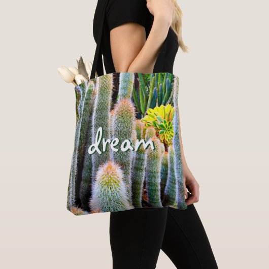 Dream Script Fuzzy Green Cacti Sukkulentes Foto Tasche (Von Nahem)