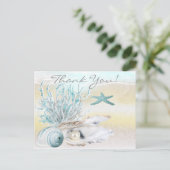 Dream Shore Beach Aquamarin Vielen Dank Postkarte (Stehend Vorderseite)