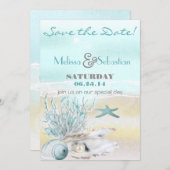 Dream Shore Beach Aquamarin Wedding Save the Date (Vorne/Hinten)