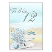 Dream Shore Beach Baby Blue Wedding Table Card Tischnummer (Vorderseite)