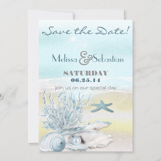 Dream Shore Beach Blue Wedding Save the Date (Vorderseite)