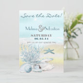 Dream Shore Beach Blue Wedding Save the Date (Stehend Vorderseite)