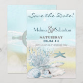 Dream Shore Beach Blue Wedding Save the Date (Vorne/Hinten)