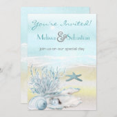 Dream Shore Beach Blue Wedite Einladung (Vorne/Hinten)